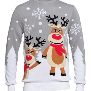 Jule-Sweaters Bluse - Cute - Grå - 11-12 år (146-152) - Jule-Sweater Bluse
