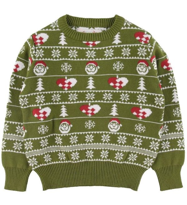 Jule-Sweaters Bluse - Den Stilede Julesweater - Grøn - 1 år (80) - Jule-Sweater Bluse