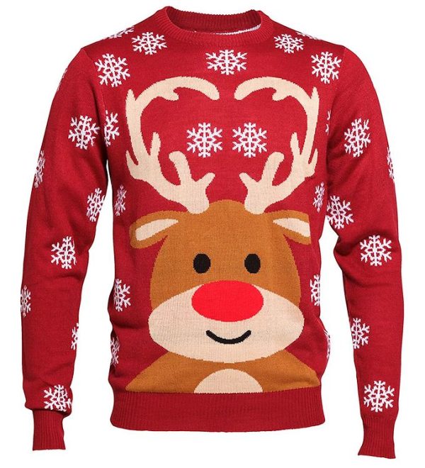 Jule-Sweaters Bluse - The Rednosed Reindeer - Rød - 11-12 år (146-152) - Jule-Sweater Bluse