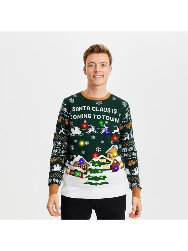 Jule-Sweaters - Santa Claus is Coming to Town LED - XL