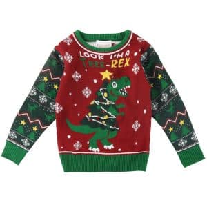 Jule-Sweaters Bluse m. Lys - The Tree-REX Sweater - Rød/Grøn