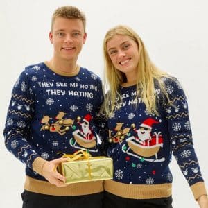 Marineblå LED Julesweater