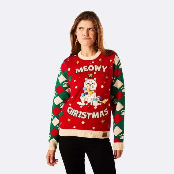 Meowy Christmas Julesweater Dame