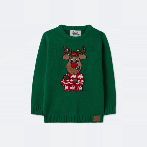 Rensdyr Grøn Julesweater Børn