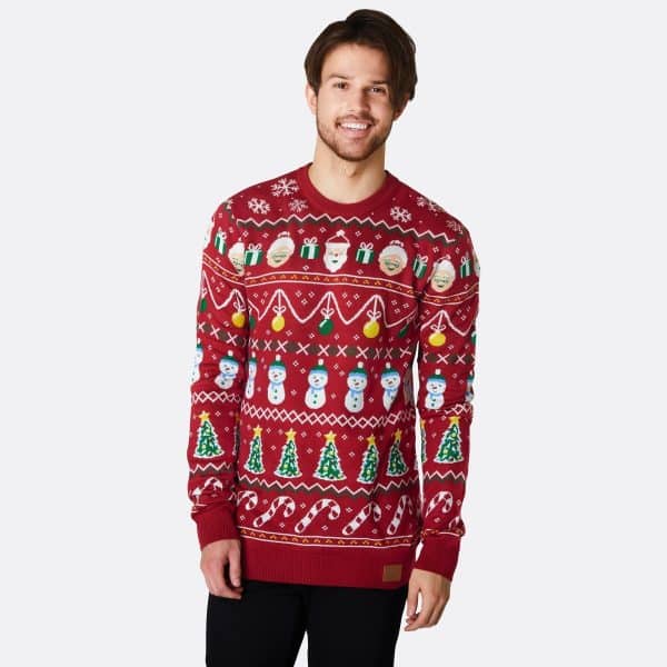 Stribet Rød Julesweater Herre