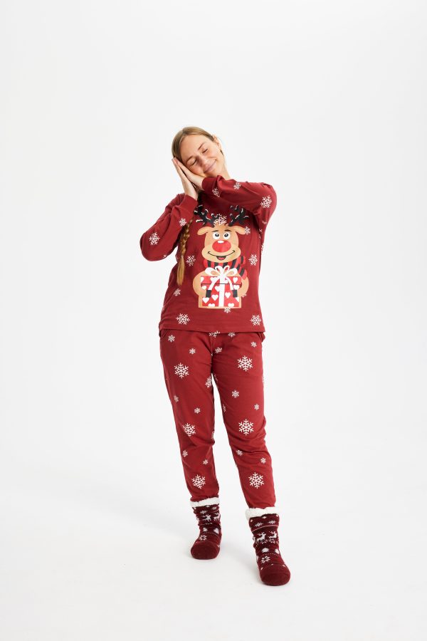 Årets julepyjamas: Rudolfs Cute Pyjamas Rød - dame / kvinder.