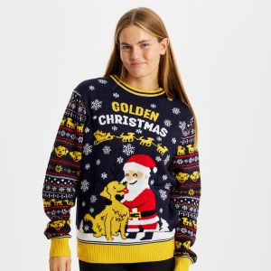 Årets julesweater: Golden Christmas - dame / kvinder. Ugly Christmas Sweater lavet i Danmark