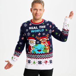 Årets julesweater: Heal The World Velgørenhed - herre / mænd. Ugly Christmas Sweater lavet i Danmark
