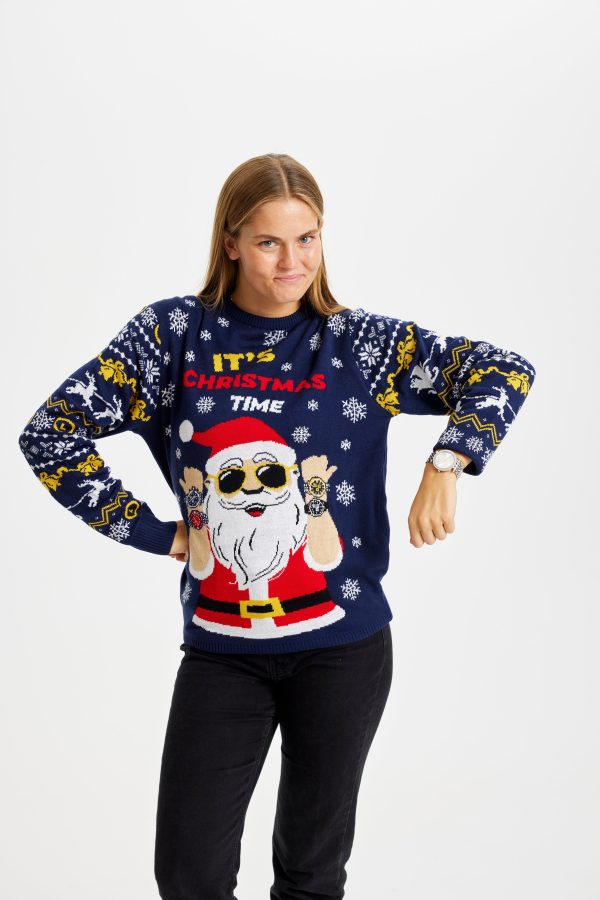 Årets julesweater: It's Christmas O'clock - dame / kvinder. Ugly Christmas Sweater lavet i Danmark