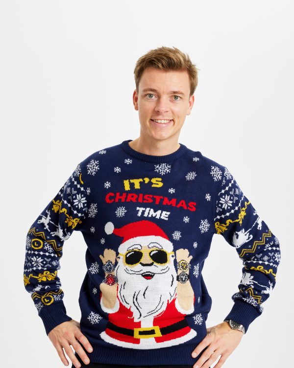 Årets julesweater: It's Christmas O'clock - herre / mænd. Ugly Christmas Sweater lavet i Danmark