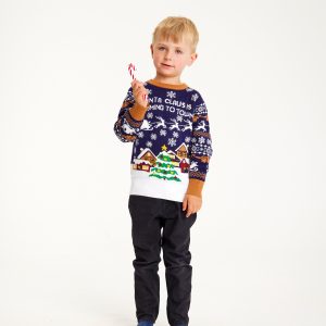 Årets julesweater: Santa Claus Is Coming To Town - Børn. Ugly Christmas Sweater lavet i Danmark