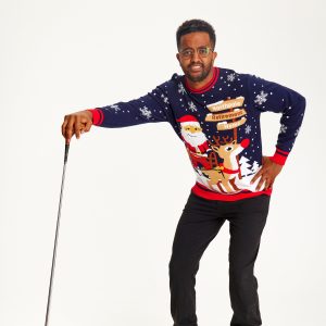 Årets julesweater: Santa's Retirement Home - herre / mænd. Ugly Christmas Sweater lavet i Danmark