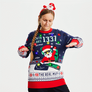 Årets julesweater: The Real MVP - dame / kvinder. Ugly Christmas Sweater lavet i Danmark