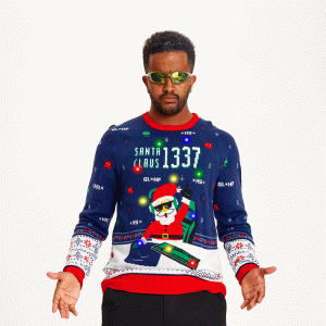 Årets julesweater: The Real MVP - herre / mænd. Ugly Christmas Sweater lavet i Danmark