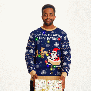 Årets julesweater: They See Me Ho'ing - herre / mænd. Ugly Christmas Sweater lavet i Danmark