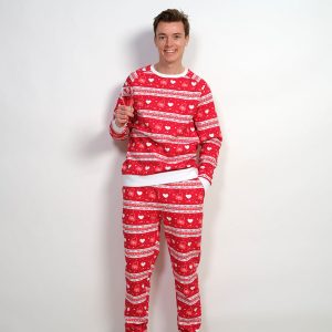 Årets julesweater: Valentinssæt Rød - herre / mænd. Ugly Christmas Sweater lavet i Danmark