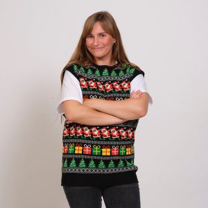 Årets julesweater: Vest Juletrøje - dame / kvinder. Ugly Christmas Sweater lavet i Danmark