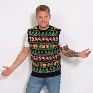 Årets julesweater: Vest Juletrøje - herre / mænd. Ugly Christmas Sweater lavet i Danmark