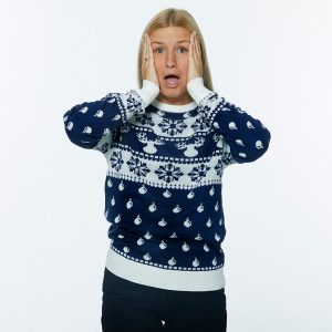 Den Klassiske Julesweater Blå - dame / kvinder.