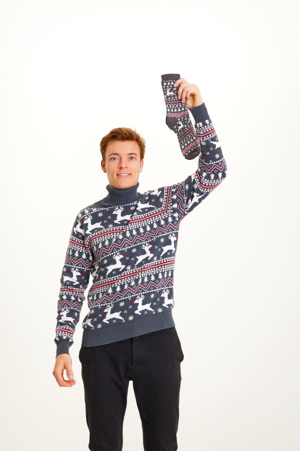 Den Stilede Highneck Julesweater - herre / mænd.