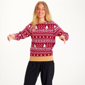 Frohe Weihnachten Sweater Bordeaux - dame / kvinder.