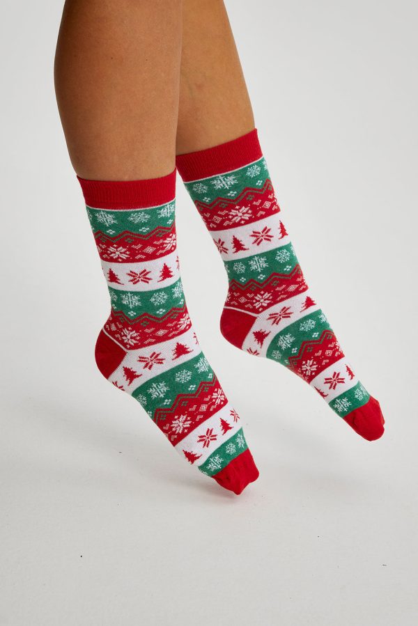 Red Greenish Christmas Socks. Julesokker