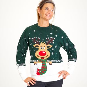 Rudolfs Julesweater Grøn - dame / kvinder.