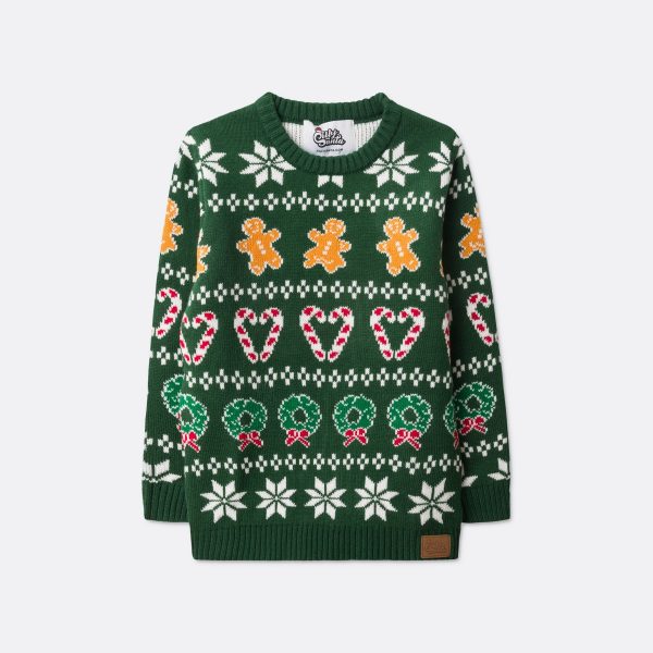 Grøn Klassisk Strik Julesweater Børn