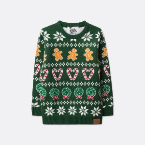 Grøn Klassisk Strik Julesweater Børn