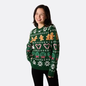 Grøn Klassisk Strik Julesweater Dame