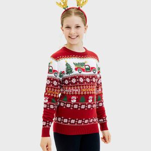 Jule-Sweaters Bluse - Driving Home For Christmas - Rød