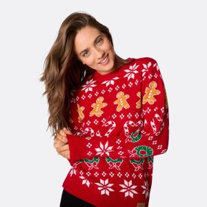 Rød Klassisk Strik Julesweater Dame