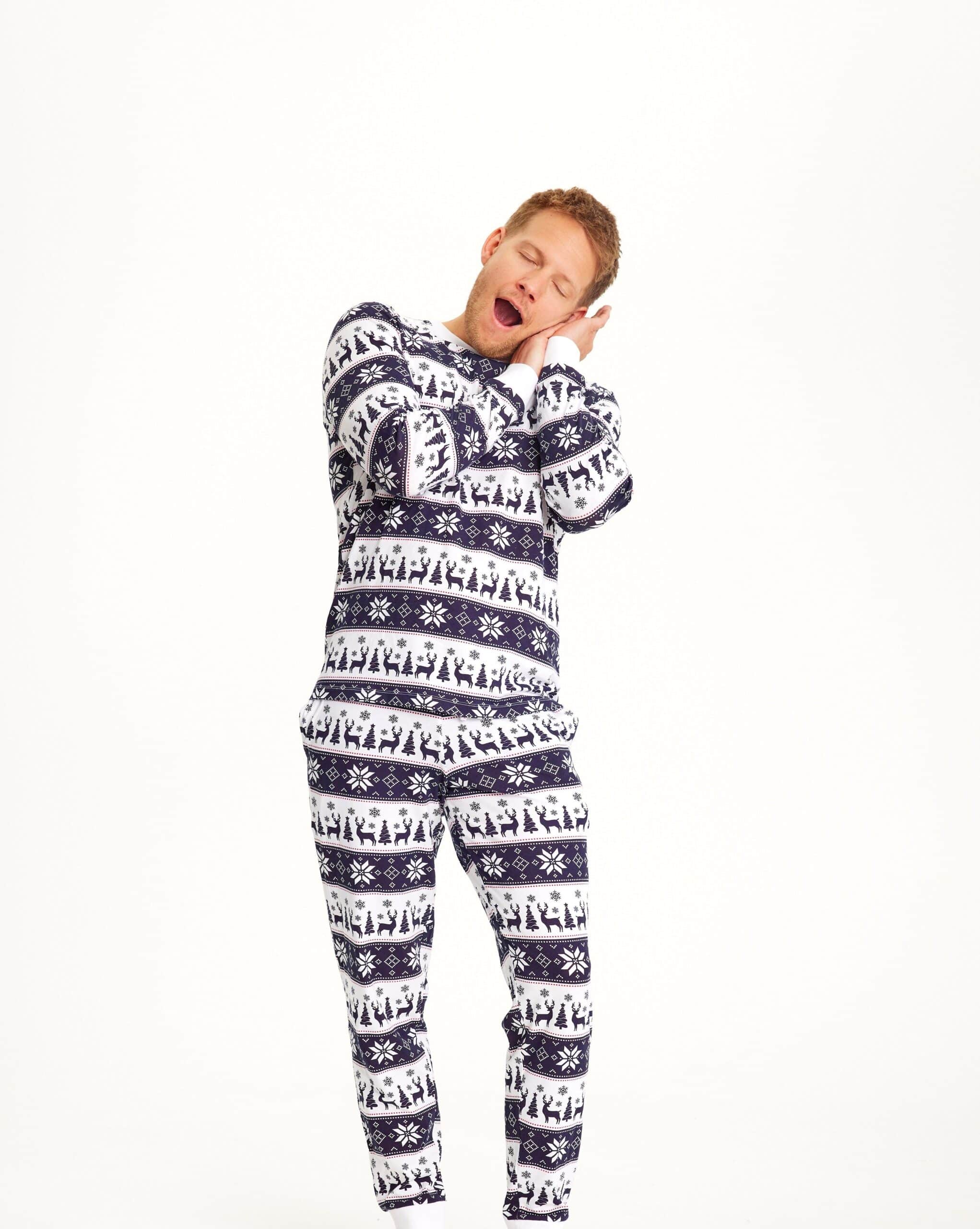 Rensdyr Julepyjamas Navy - herre / mænd.