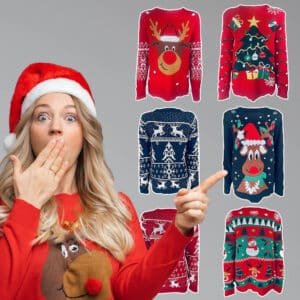 Jule Sweater - Mange Sjove Modeller og Farver - S-014 - Large